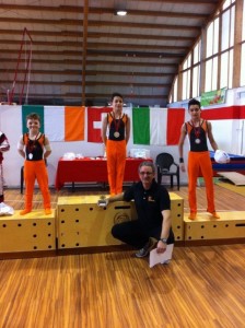 Le tre medaglie di Lugano, riunite sul podio
