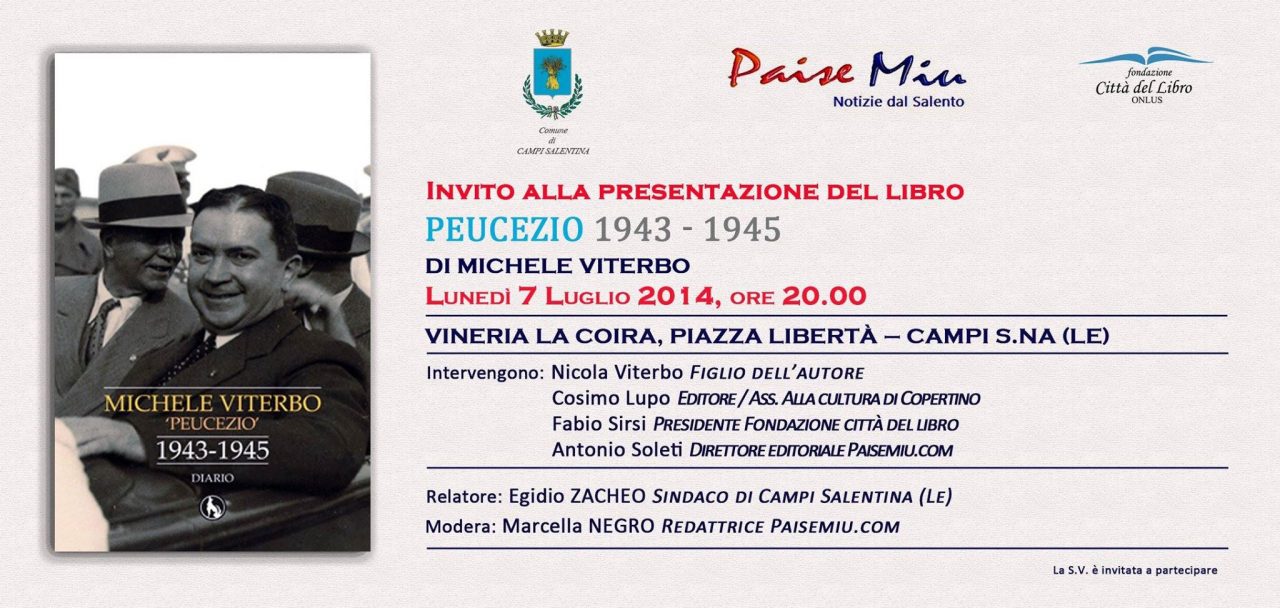 Il libro di Michele Viterbo, “ Peucezio ” 1943 – 1945, a Campi Salentina