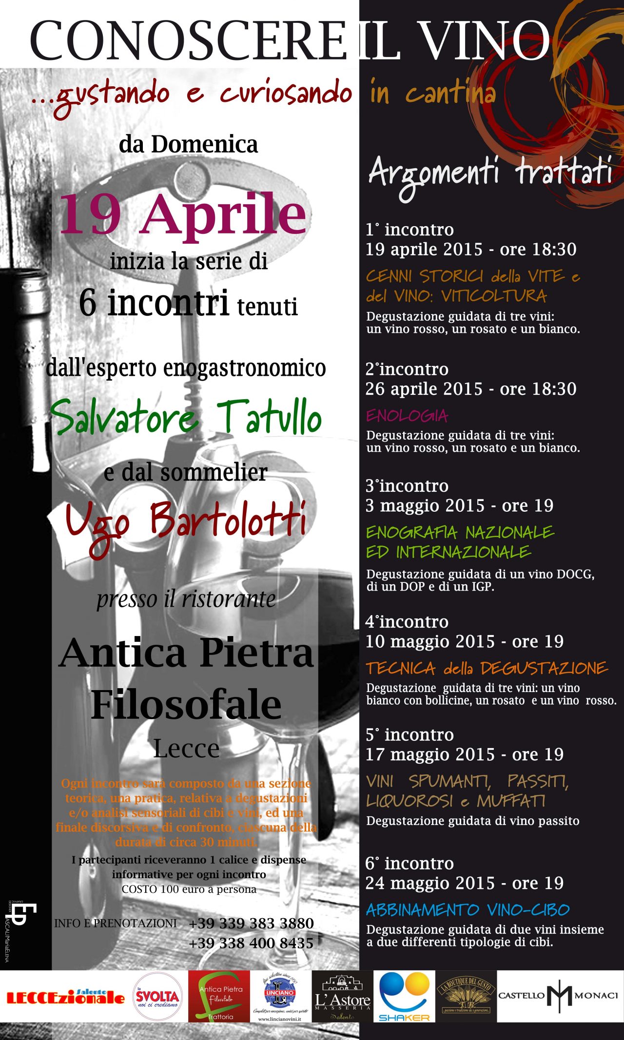 Conoscere il vino: dal 19 aprile via al corso