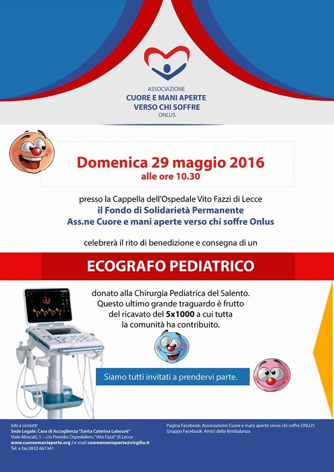 Ecografo portatile donato a Chirurgia Pediatrica