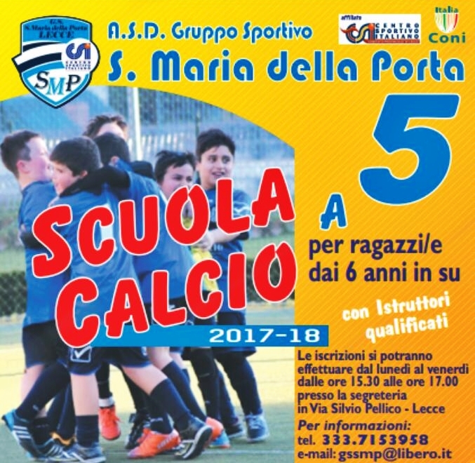Aperte le iscrizioni alla Scuola Calcio S. Maria della Porta