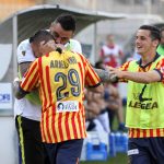 Armellino festeggiato dopo gol alla Paganese