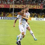 Mansosu esulta dopo gol al Benevento