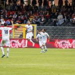 Mancosu esulta dopo gol a Foggia