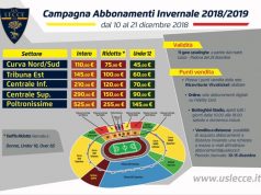 Al via da oggi la Campagna Abbonamenti invernale dell’U.S. Lecce