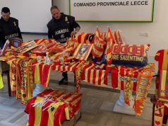 Lotta alla contraffazione: sequestri e denunce per prodotti falsi a marchio “U.S. Lecce”