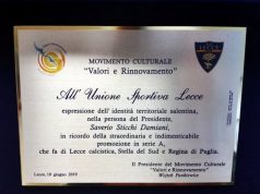 All’U.S. Lecce la targa quale stella del Sud e regina di Puglia