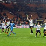 esultanza Lecce a fine gara vs Milan
