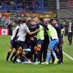 esultanza panchina Lecce dopo gol al Milan
