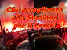 Il Lecce osannato alla stazione dagli Ultrà