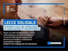 Lecce Solidale, una donazione le associazioni di volontariato