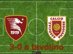 UFFICIALE/ Salernitana-Reggiana, 3-0 a tavolino