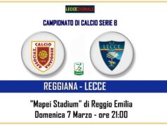 Reggiana-Lecce, il tabellino. In attacco Coda e Pettinari