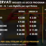 prezzo Biglietti US Lecce Program