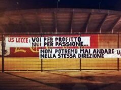 Striscione degli Ultrà Lecce contro la società: è rottura?