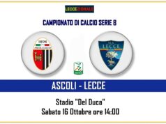 Ascoli-Lecce, il tabellino. Dentro Tuia ed Helgason