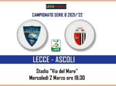 Lecce-Ascoli, il tabellino. Ragusa e Rodriguez titolari
