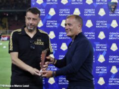 Consegnato a mister D’Aversa il Premio “Coach of the Month”