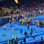 esultanza Krstovic sotto Curva Nord in Lecce-Monza 1-1